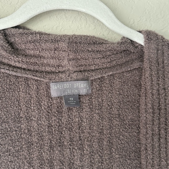 Barefoot Dreams CozyChic Lite Cardigan 1X Taupe Mocha Brown Gray QVXCL1070 - Picture 6 of 10
